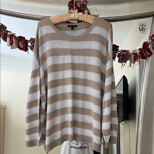 Tan and White Striped Sweater